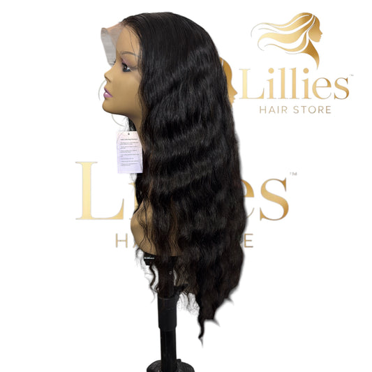 24 inch Body Wave Human hair wig (BLACK)